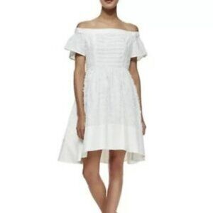 Tibi Sakura Fil Coupe Off Shoulder Fit & Flare Dress White 6 wedding cocktail
